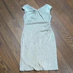 Lauren Ralph Lauren - Silver Embellished Sweetheart Knee-Length Dress